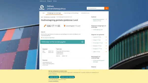 Hudmottagning genitala sjukdomar Lund