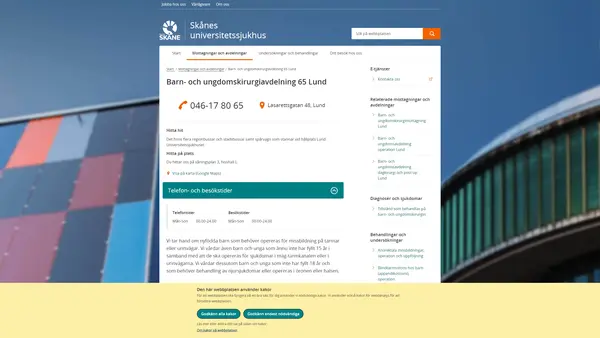 Barn- och ungdomskirurgiavdelning Lund