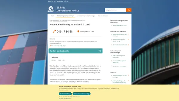 Neonatalavdelning intensivvård Lund