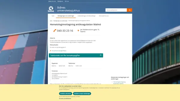 Hematologimottagning antikoagulation Malmö