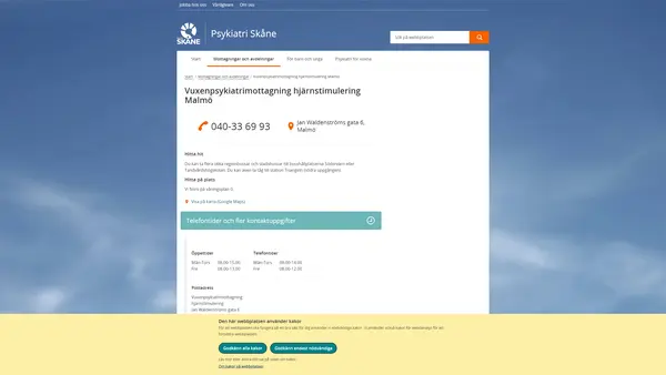 Vuxenpsykiatrimottagning hjärnstimulering Malmö