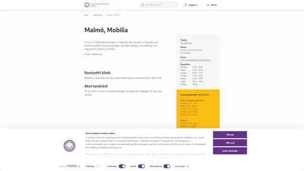 Malmö Mobilia, Allmäntandvård, Folktandvården Skåne AB