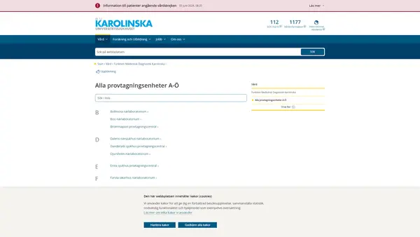 Lab Provtagning Solna, Karolinska Universitetssjukhuset