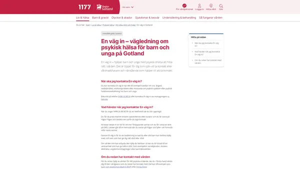 En väg in - kontaktcenter barn och ungas psykiska hälsa, Gotland