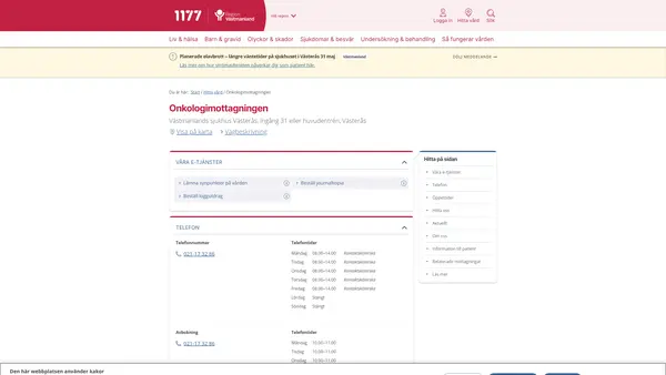 Onkologimottagningen, Västerås