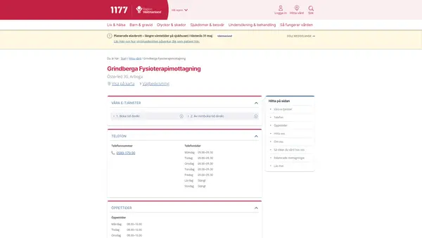 Grindberga Fysioterapimottagning, Arboga