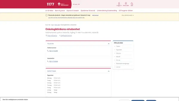 Onkologiklinikens rehabenhet, Västerås