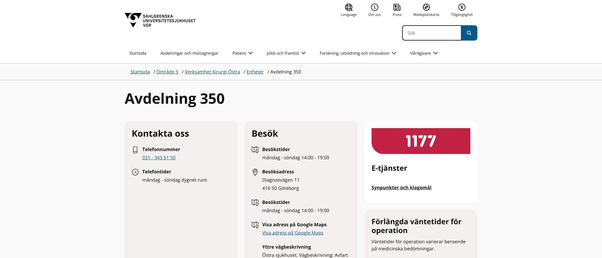 Avdelning 350, Göteborg