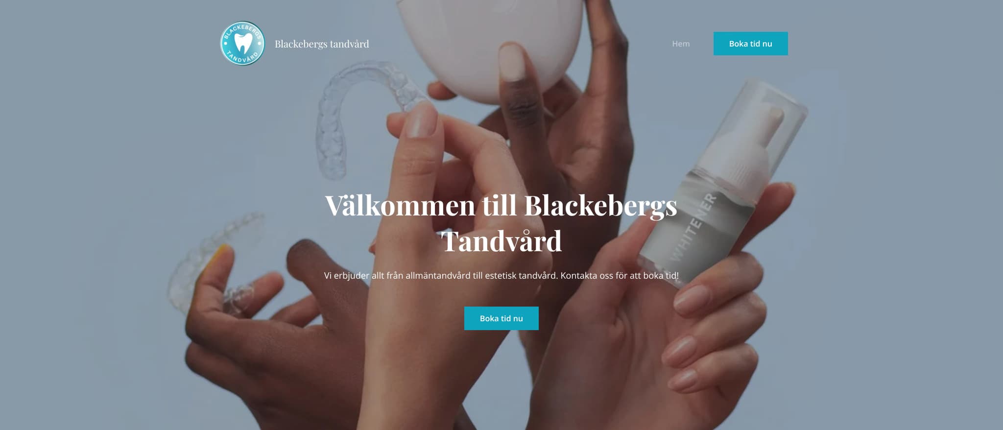 Skärmbild av webbplatsen för Blackebergs Tandvård