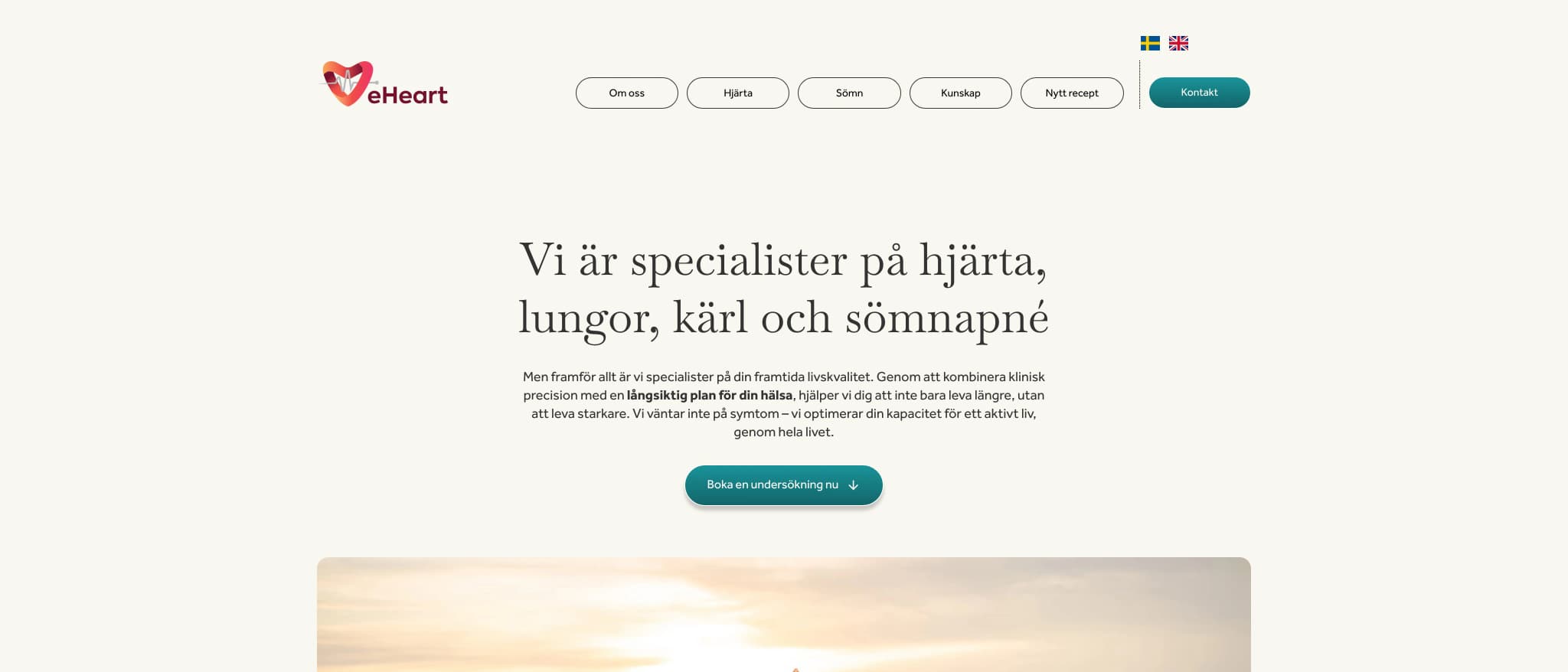 Skärmbild av webbplatsen för eHeart