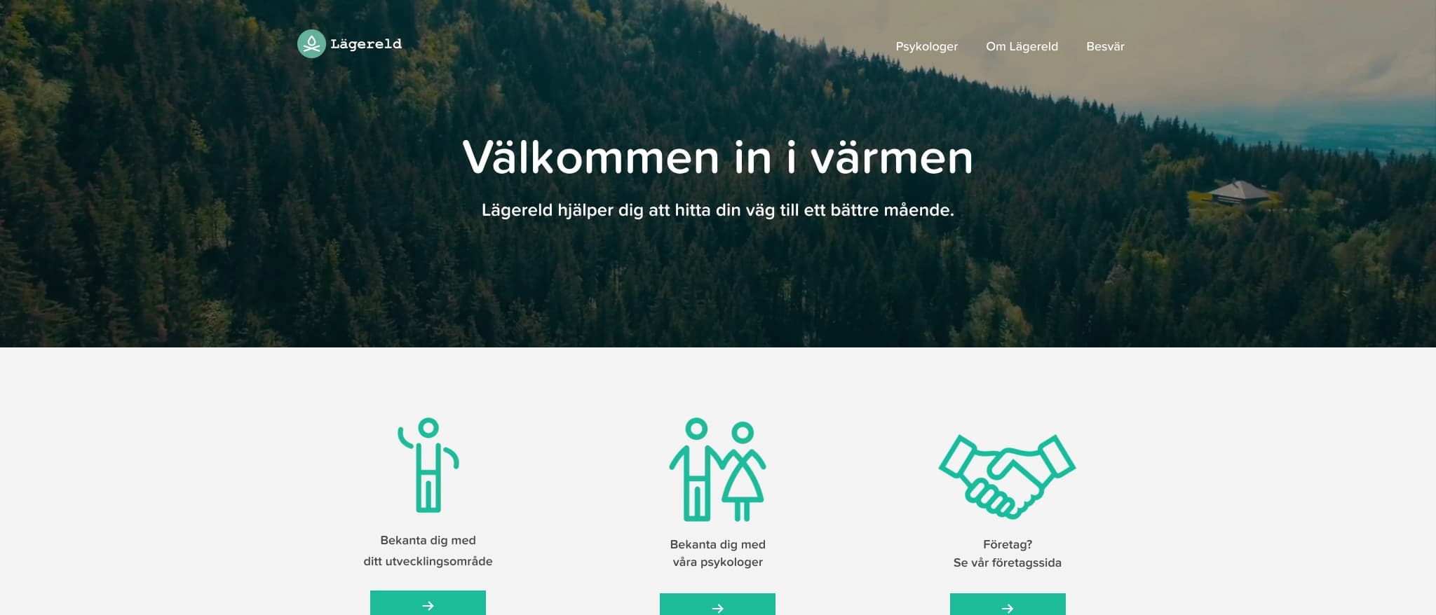 Skärmbild av webbplatsen för Lägereld