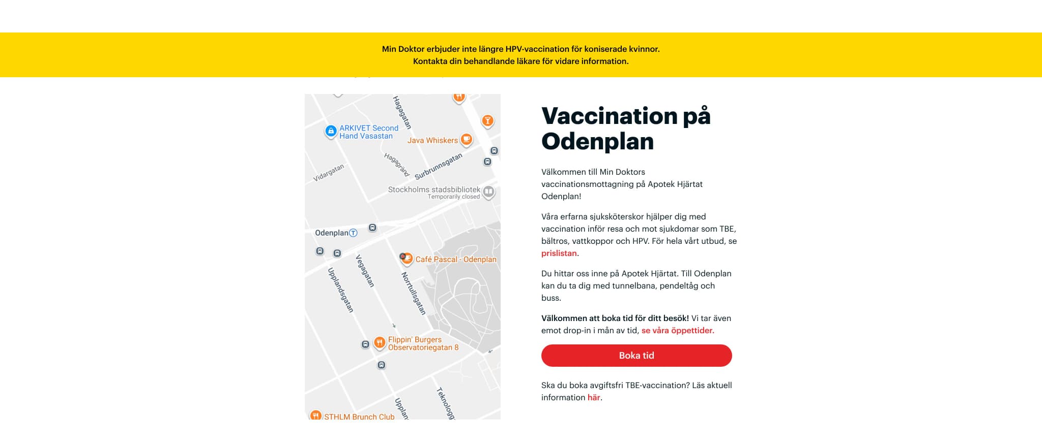 Min Doktor Vaccin Apoteket Hjärtat Odenplan
