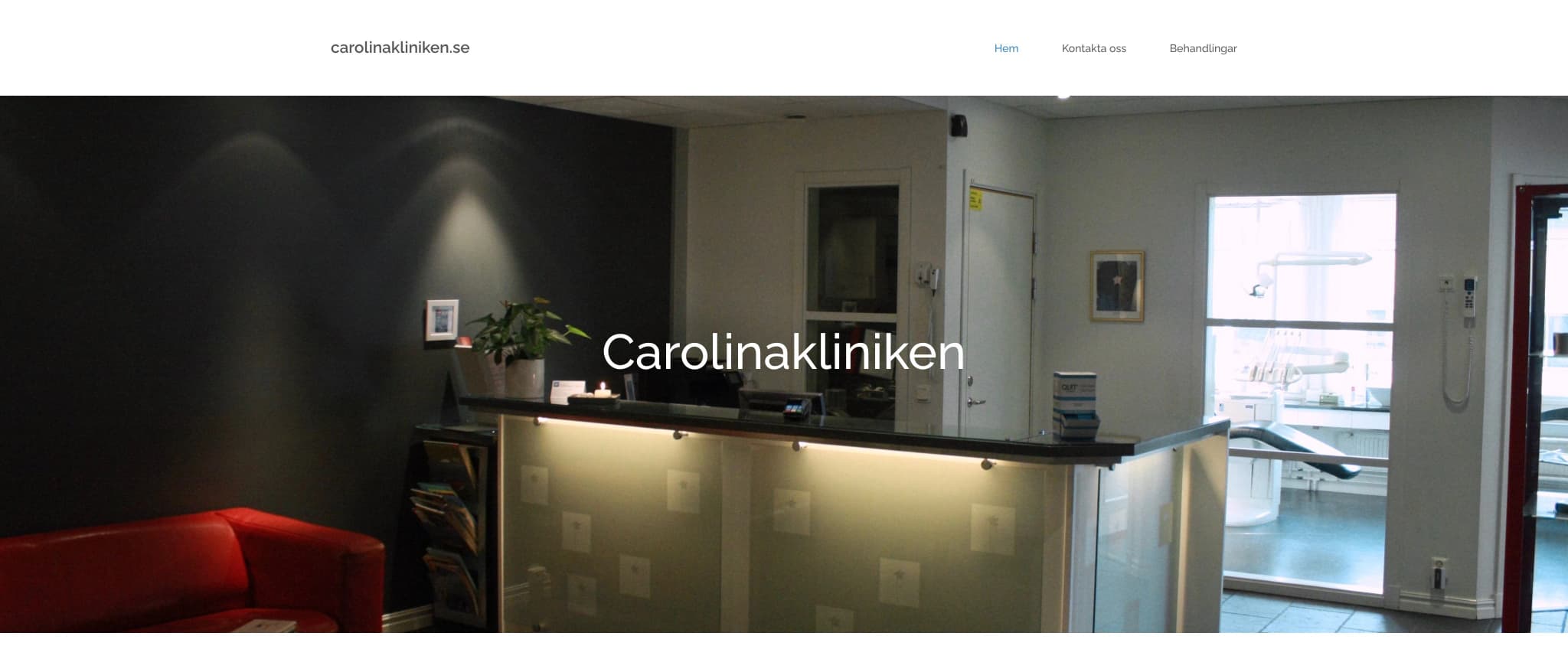 Skärmbild av webbplatsen för Carolinakliniken