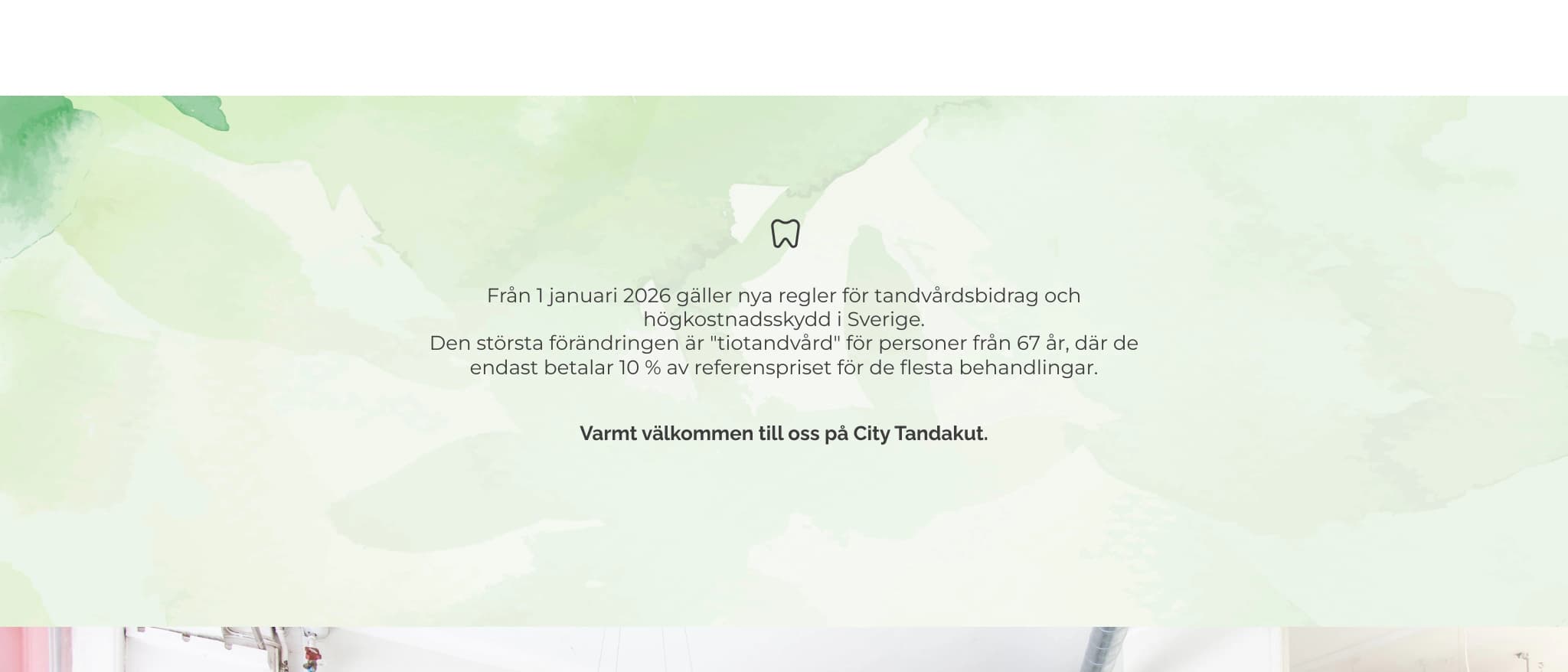 Skärmbild av webbplatsen för City tandakut