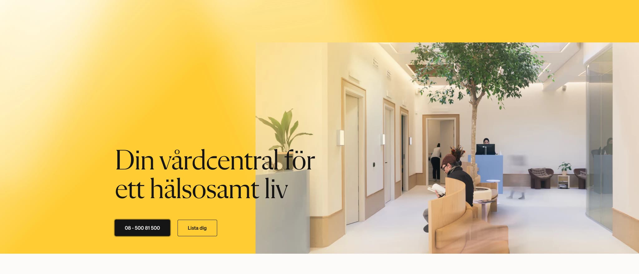 Skärmbild av webbplatsen för Atrium Vårdcentral