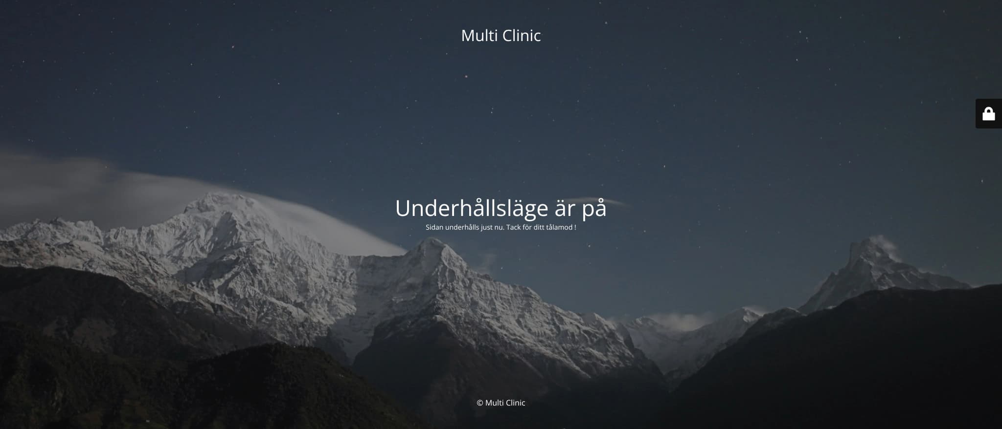 Skärmbild av webbplatsen för Multi-Clinic, Malmö