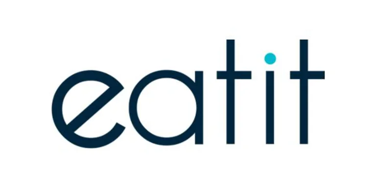 Eatit-logotypen med mörkblå text.