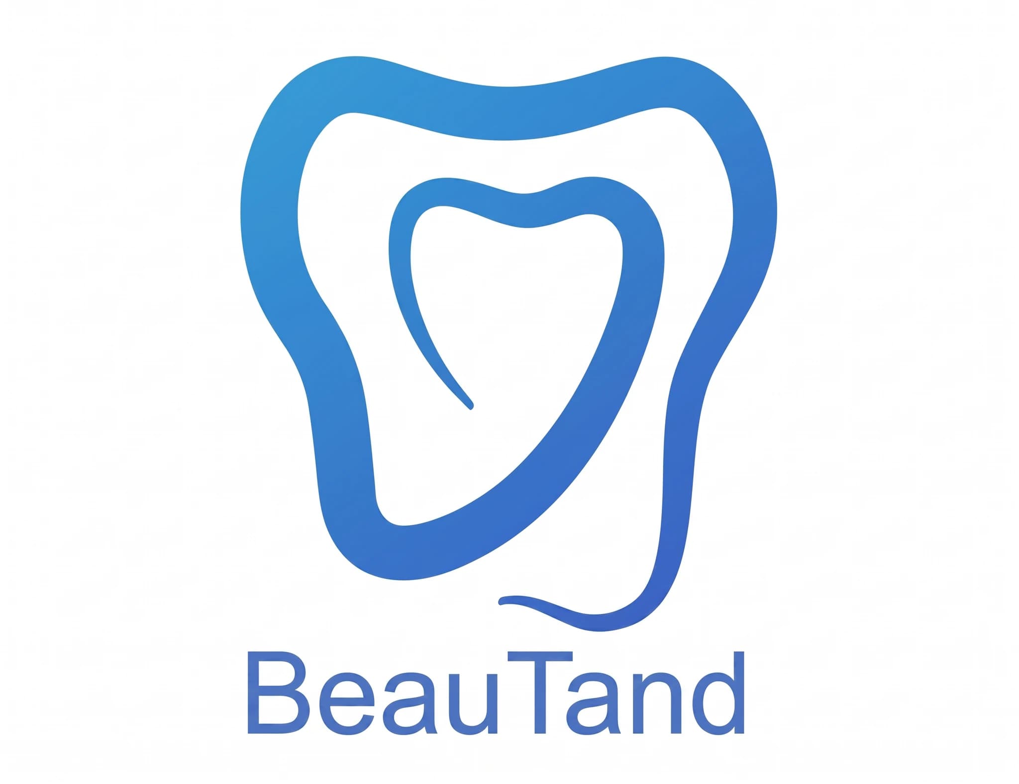Logotyp för Beautand som består av en stiliserad blå tand med en inre form som liknar ett hjärta, följt av texten 'BeauTand'.