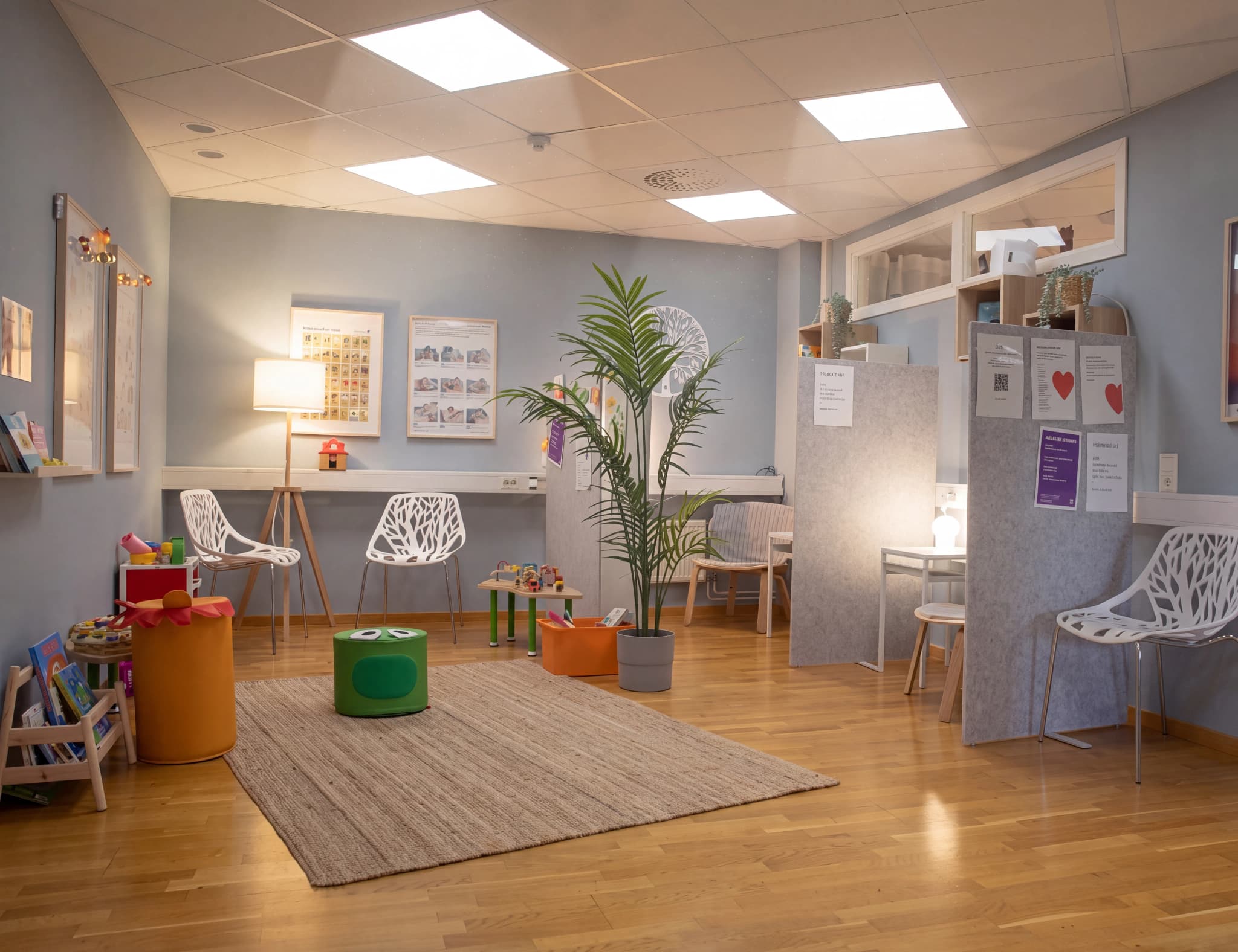 Väntrummet hos Mama Mia Väla Helsingborg Barnmorskemottagning och BVC
