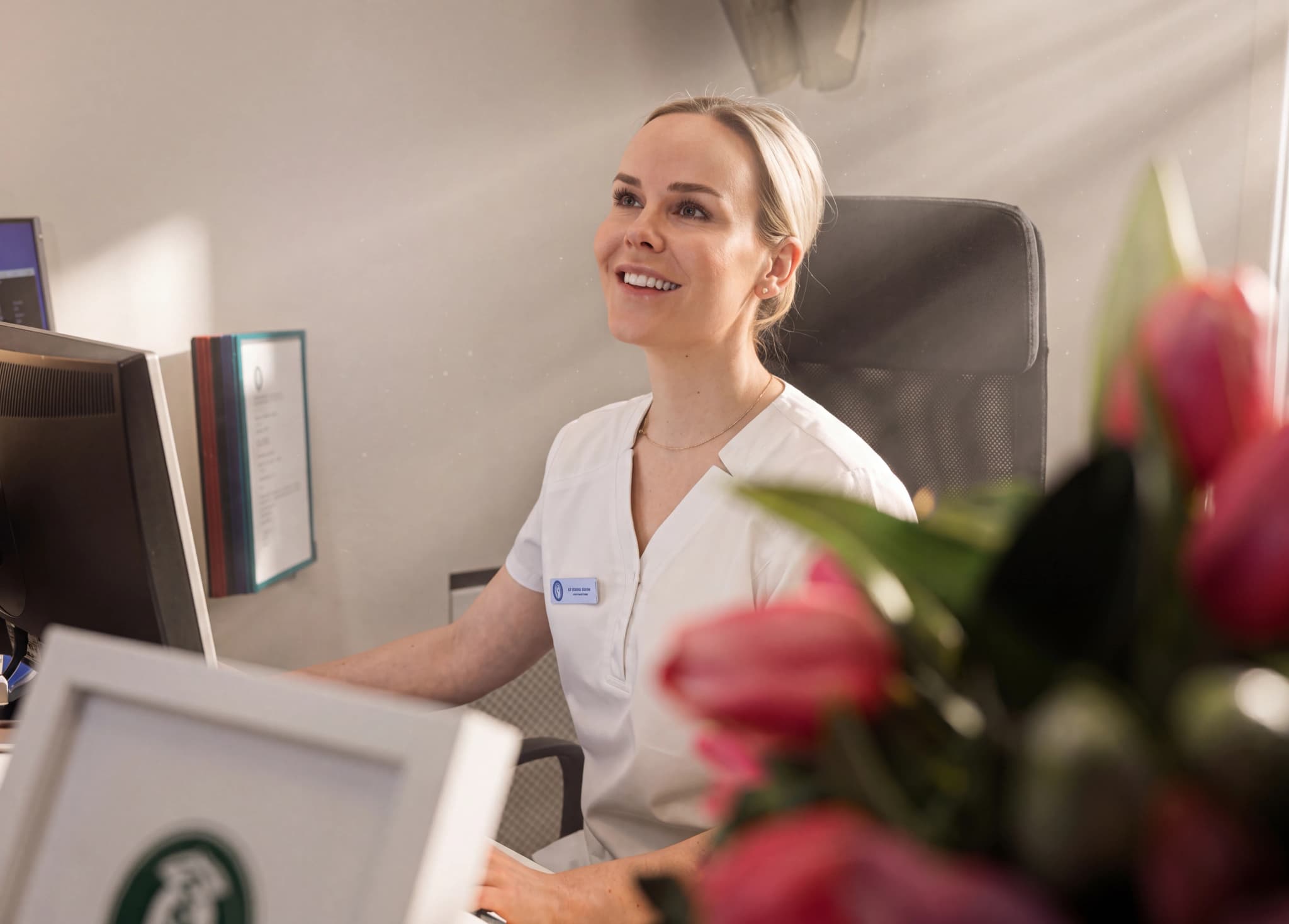 Receptionen hos Narva Åderbråckscenter, Västerås