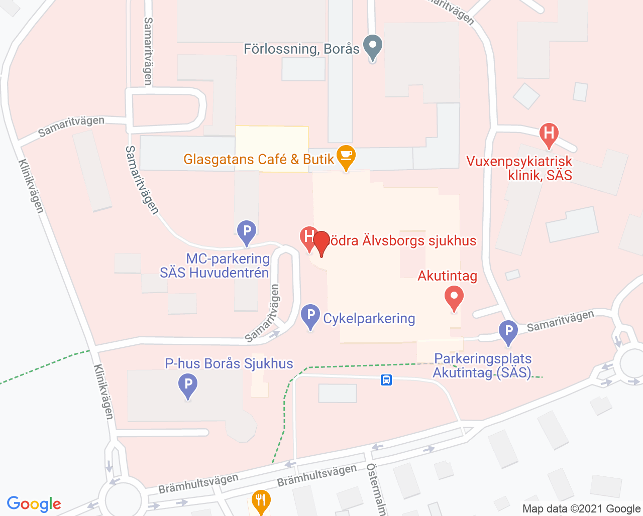 Karta till Specialistkliniken för endodonti Borås, Borås
