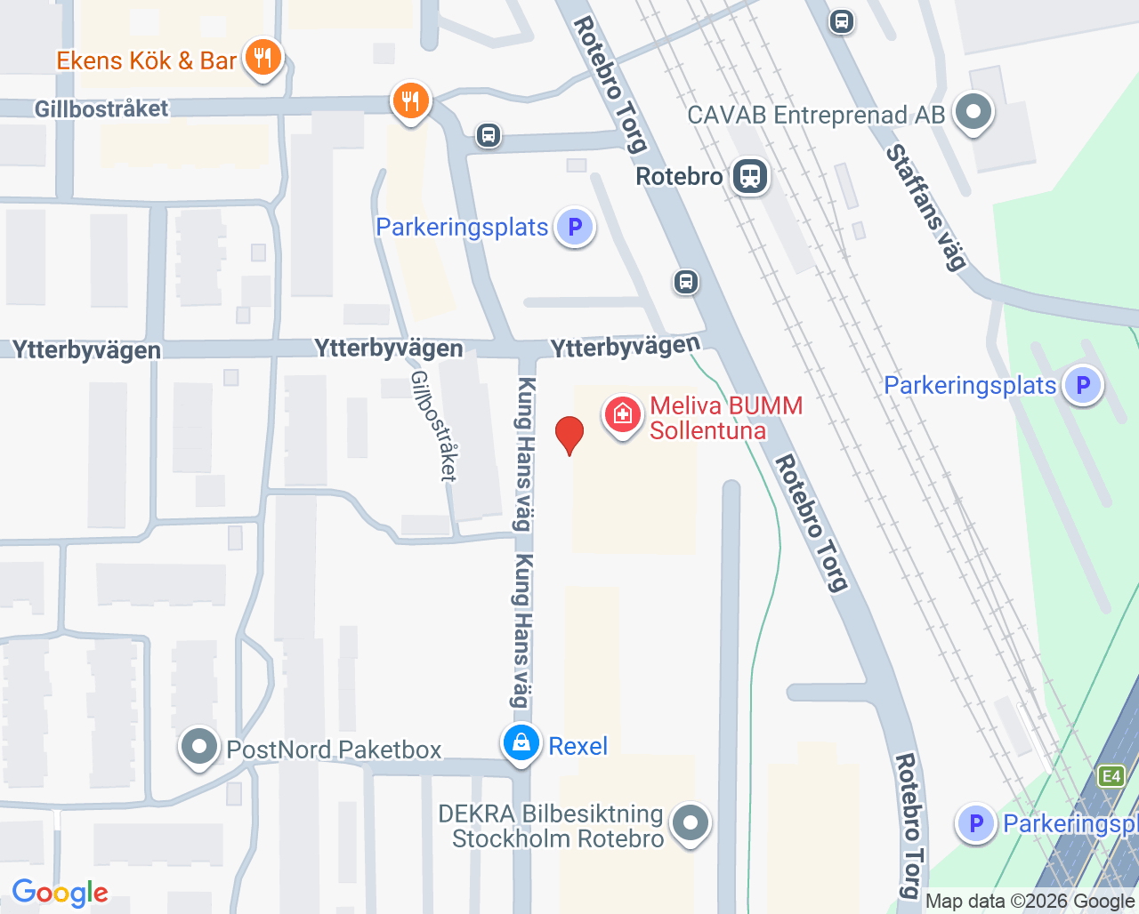 Karta till Audika Rotebro, Sollentuna