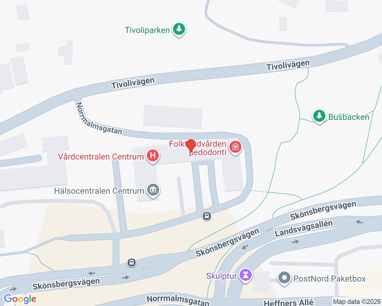 Karta till Folktandvården Centrum Sundsvall