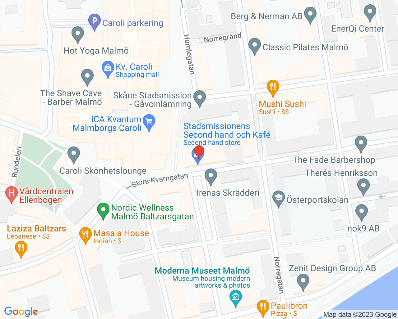 Karta till Malmö Caroli, Folktandvården Skåne AB