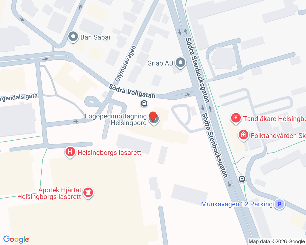 Karta till Dietistmottagning Helsingborg