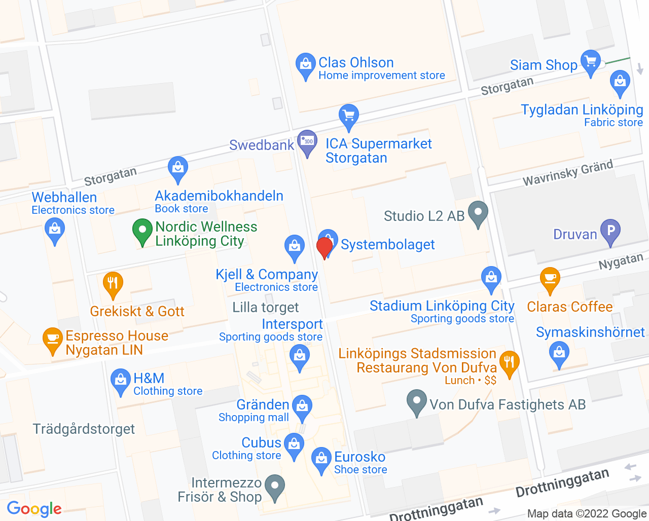 Karta till Folktandvården Lilla Torget, Linköping