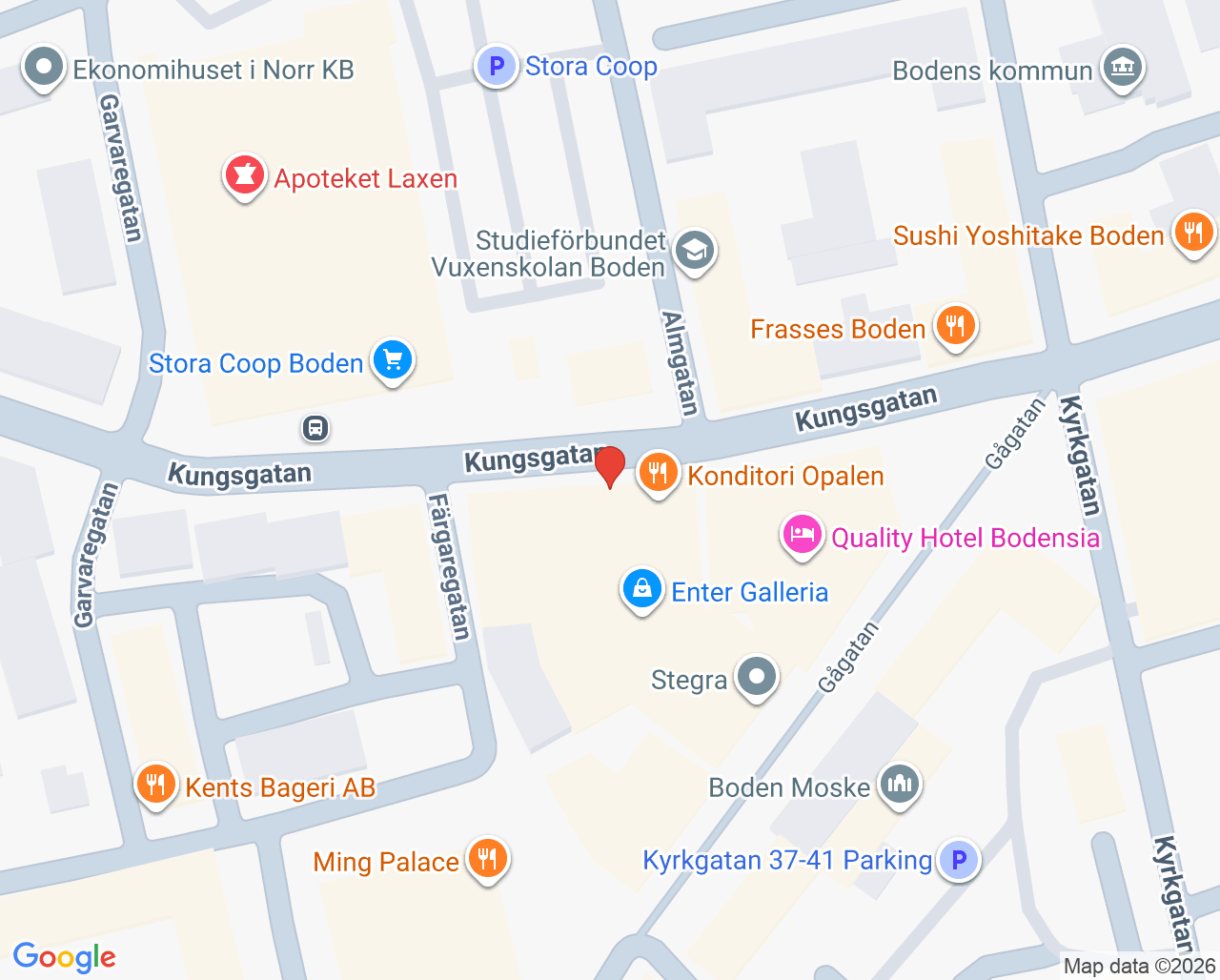 Karta till Ungdomsmottagningen Boden