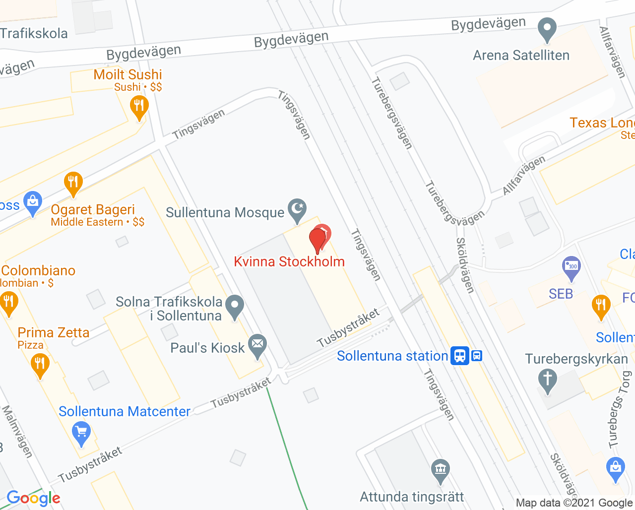 Karta till Kvinna Stockholm Sollentuna