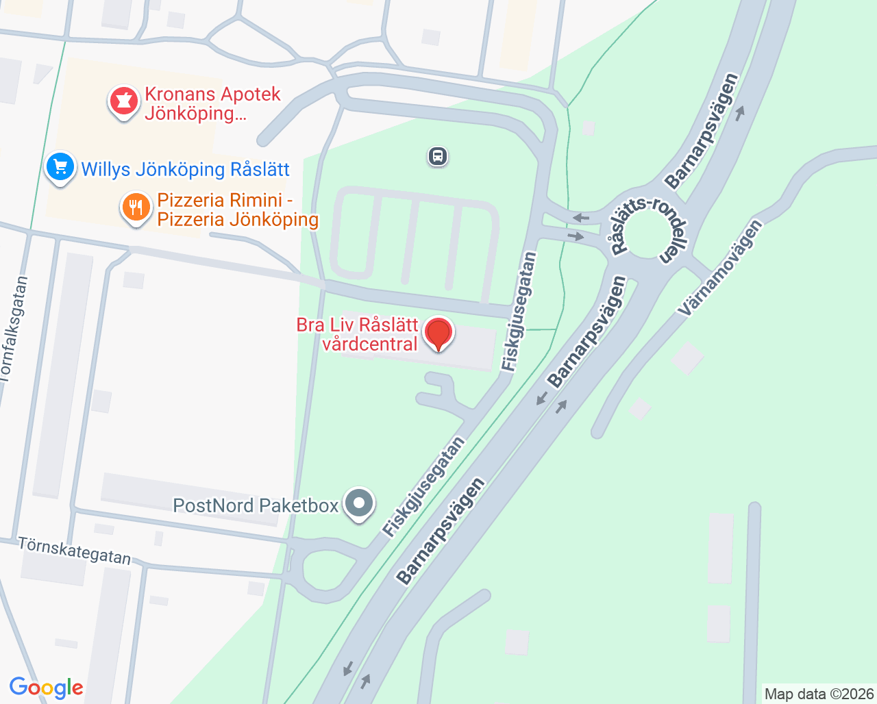 Karta till Råslätt Folktandvård Jönköping