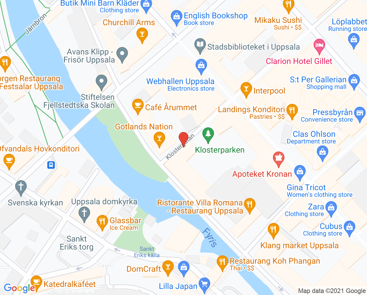 Karta till Uppsalakliniken Ari Brandmaier, Uppsala