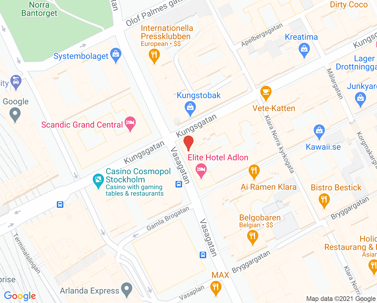 Karta till Klara Tänder, Norrmalm