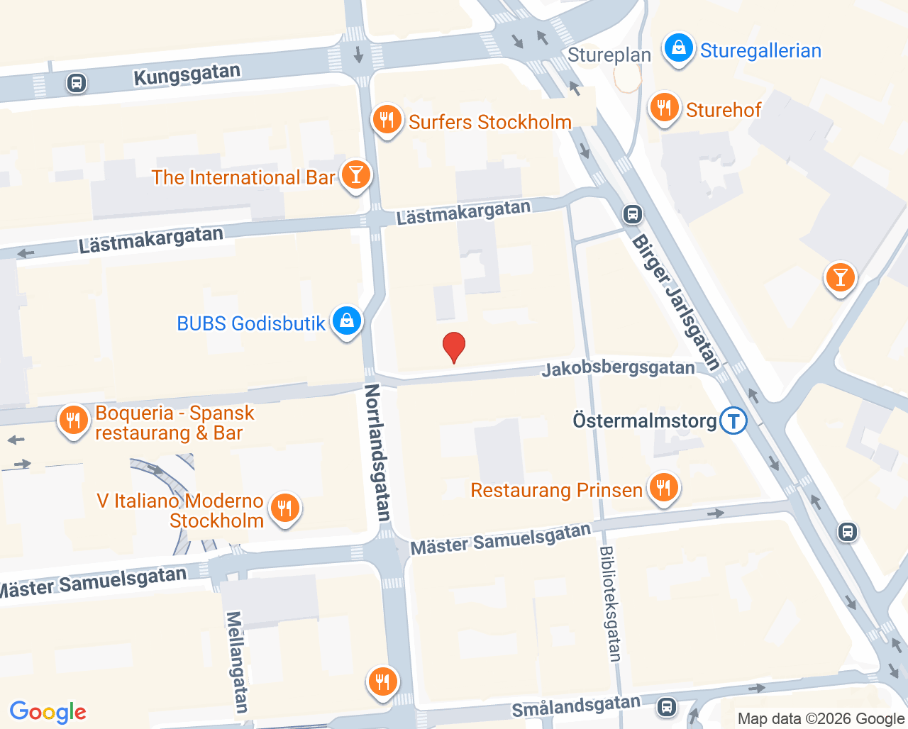 Karta till Tandläkare Vann, Östermalm