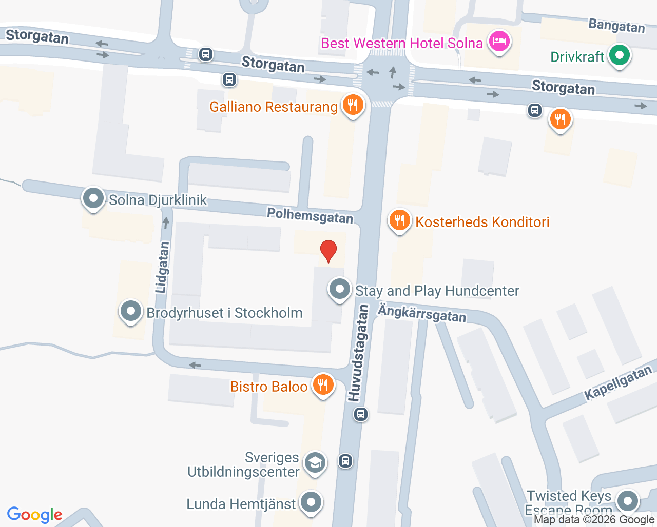 Karta till Tandläkare Bengt Wikstad AB, Solna