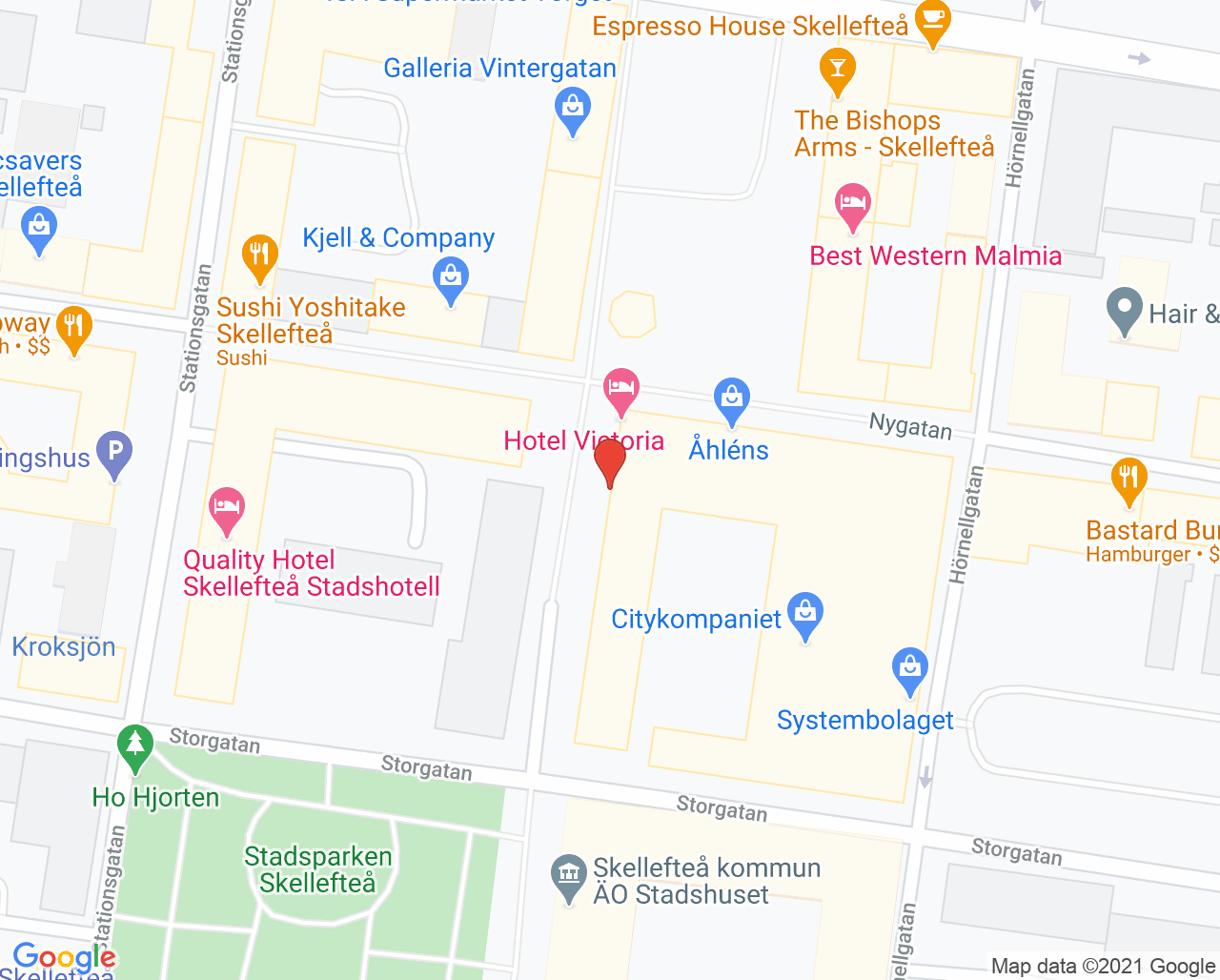 Karta till Ungdomsmottagning Skellefteå