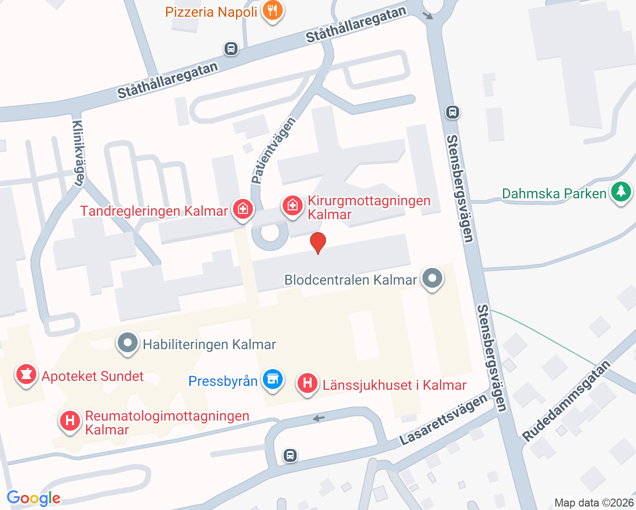 Karta till Endoskopienheten Kalmar
