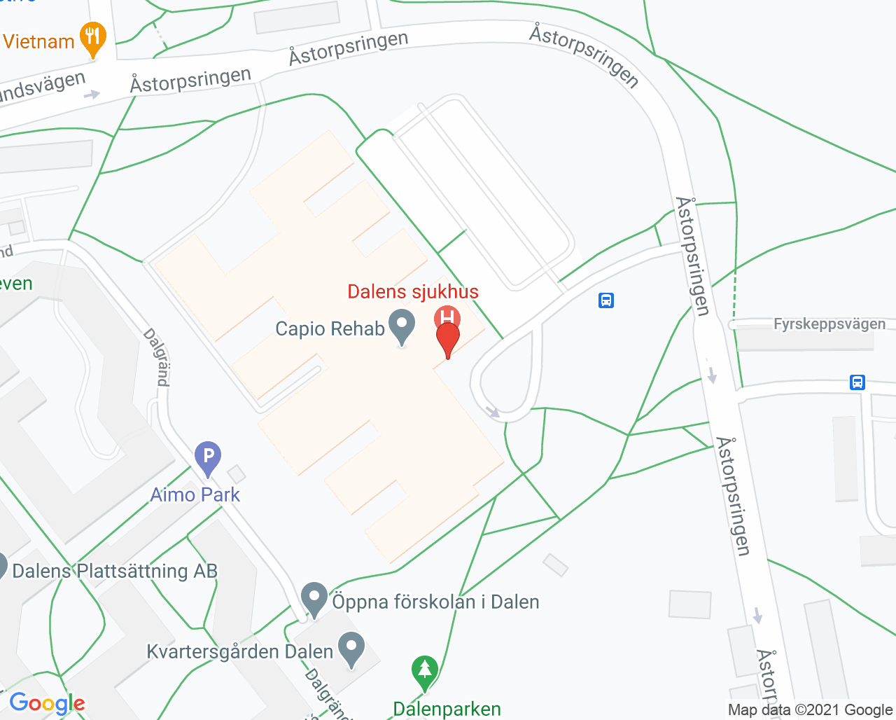 Karta till Ottobock Care Dalen, Enskededalen