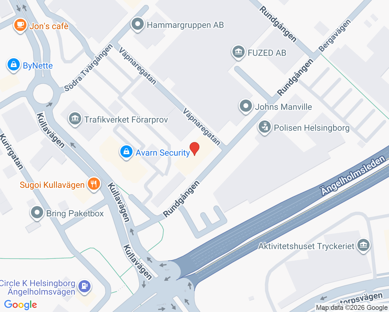 Karta till Berga Läkarhus, Helsingborg