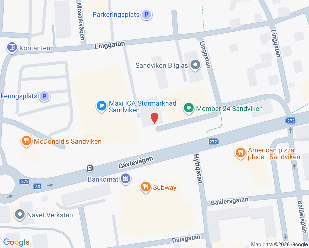 Karta till Folktandvården Sandviken