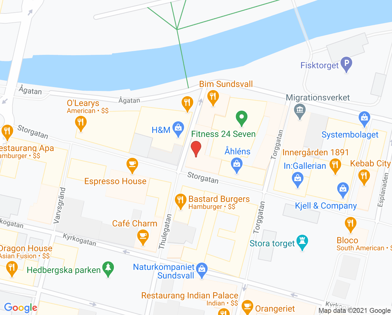 Karta till Synsam Sundsvall Esplanaden