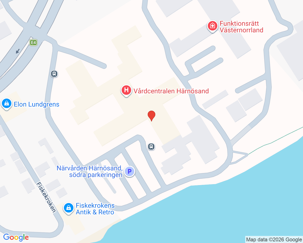 Karta till Barn- och ungdomsmedicinsk mottagning Härnösand
