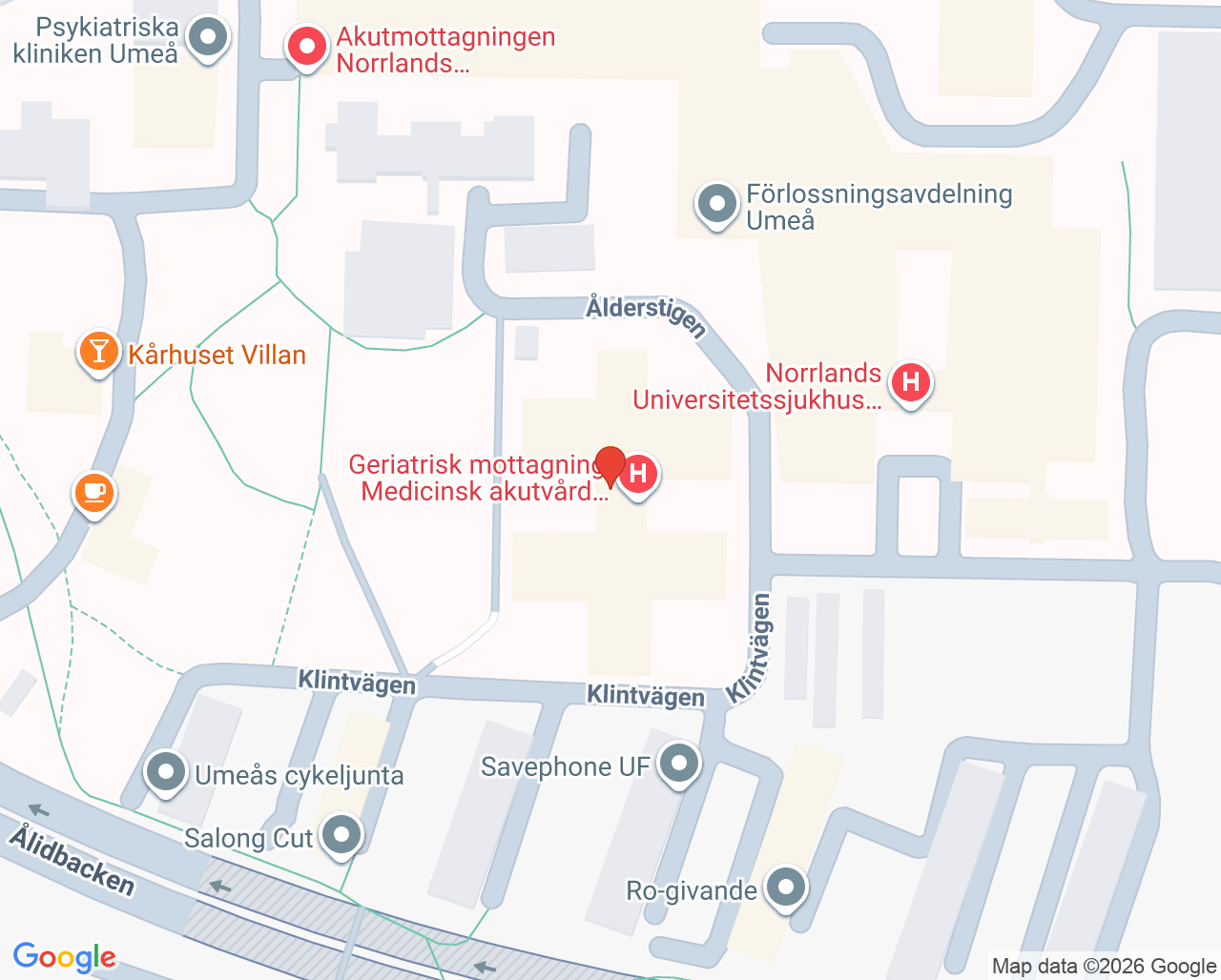 Karta till Osteoporosmottagning Umeå