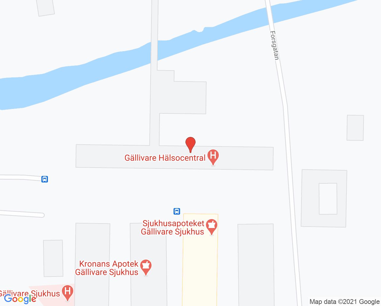 Karta till Gällivare hälsocentral