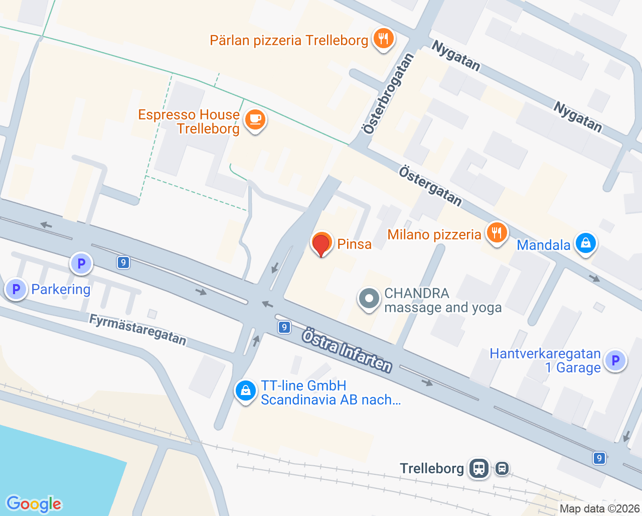 Karta till Trelleborgs Kiropraktorklinik