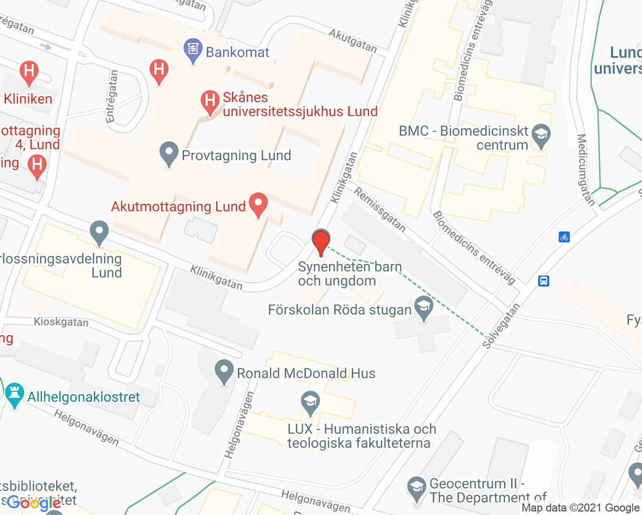 Karta till Ögonmottagning 2 Lund