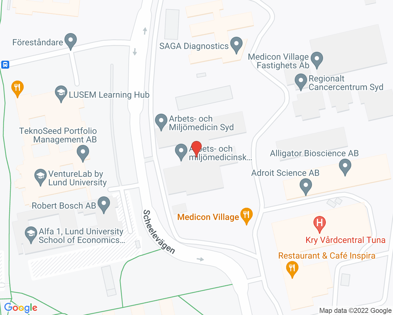 Karta till Röntgen Evidia Malmö filial Lund, Lund