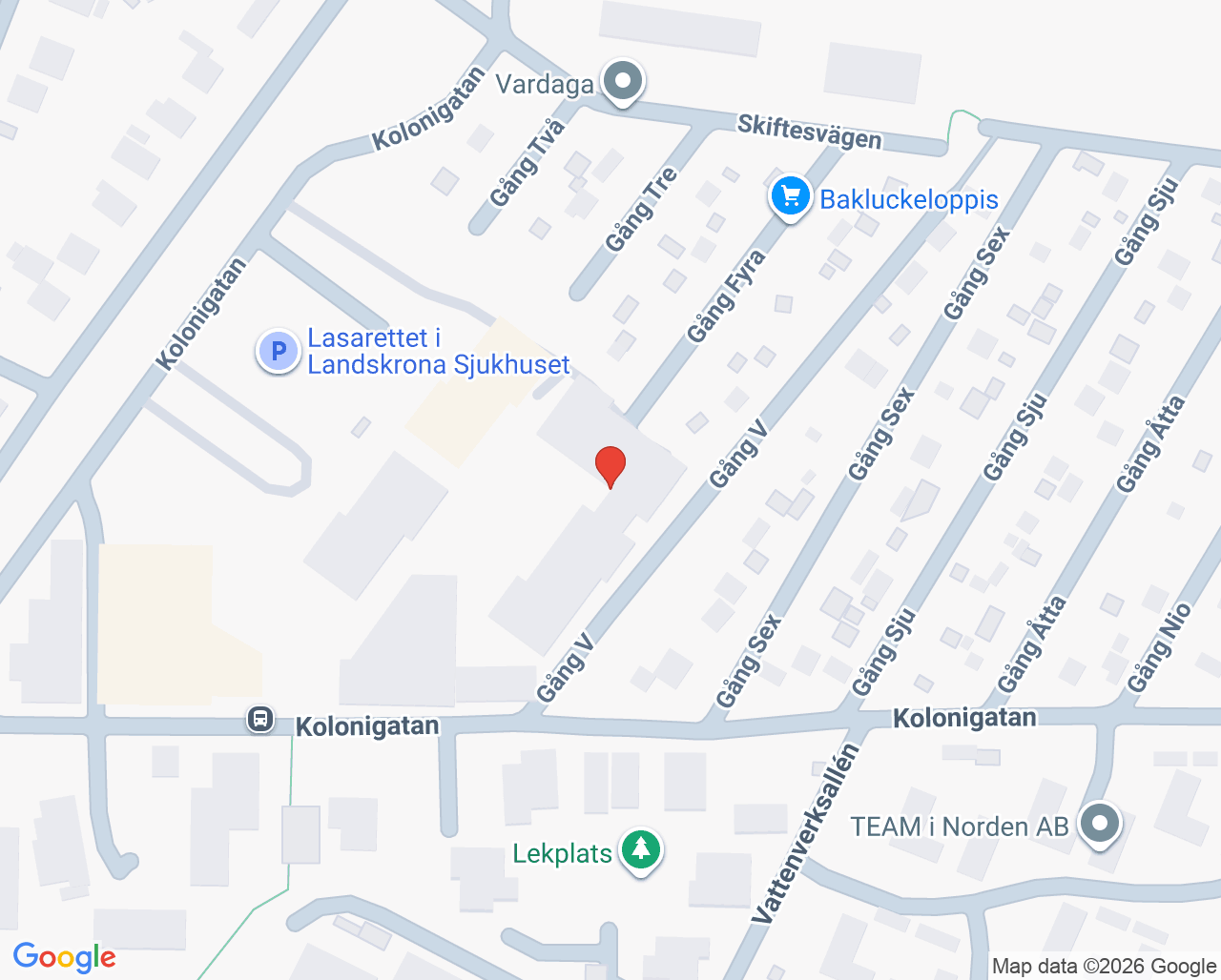 Karta till Psykologmottagningen Barn- och föräldrahälsa Landskrona